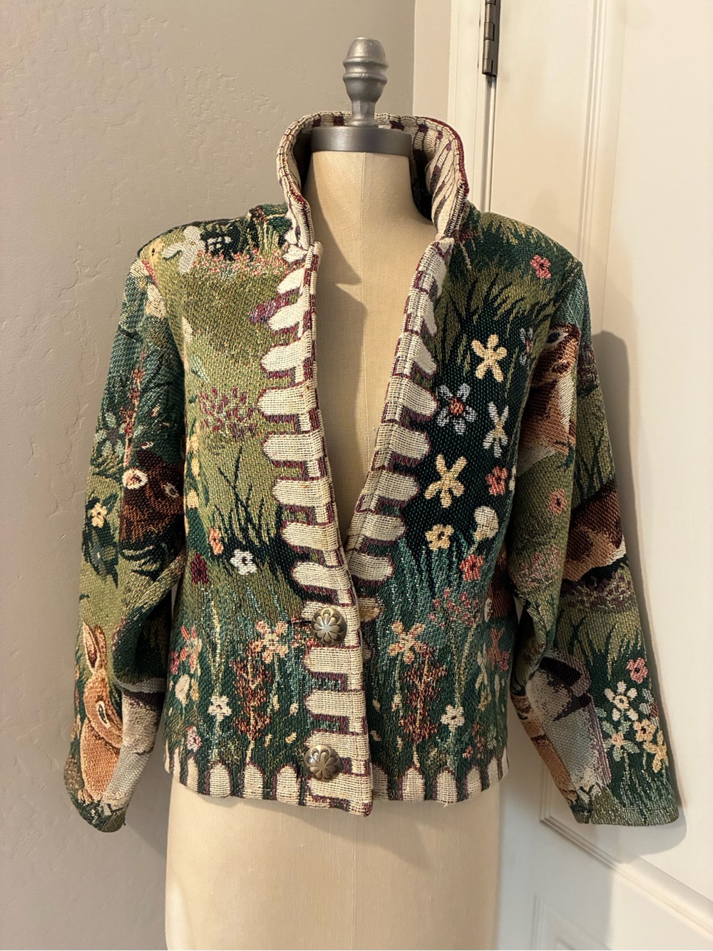 Vintage 90s Painted Pony and Claire Murphy, Bunny Rabbit Tapestry Jacket